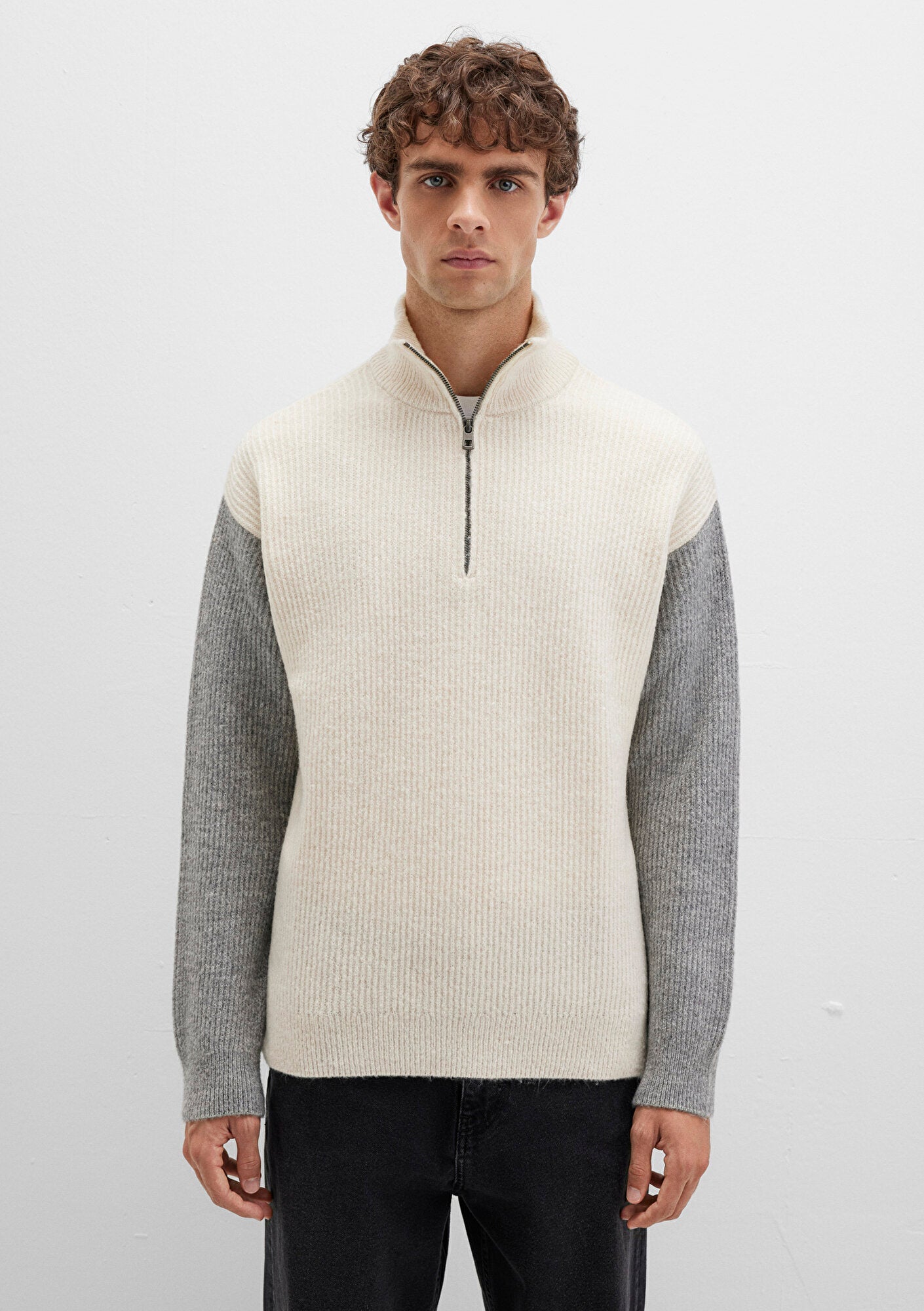 Half Zip White Sweater