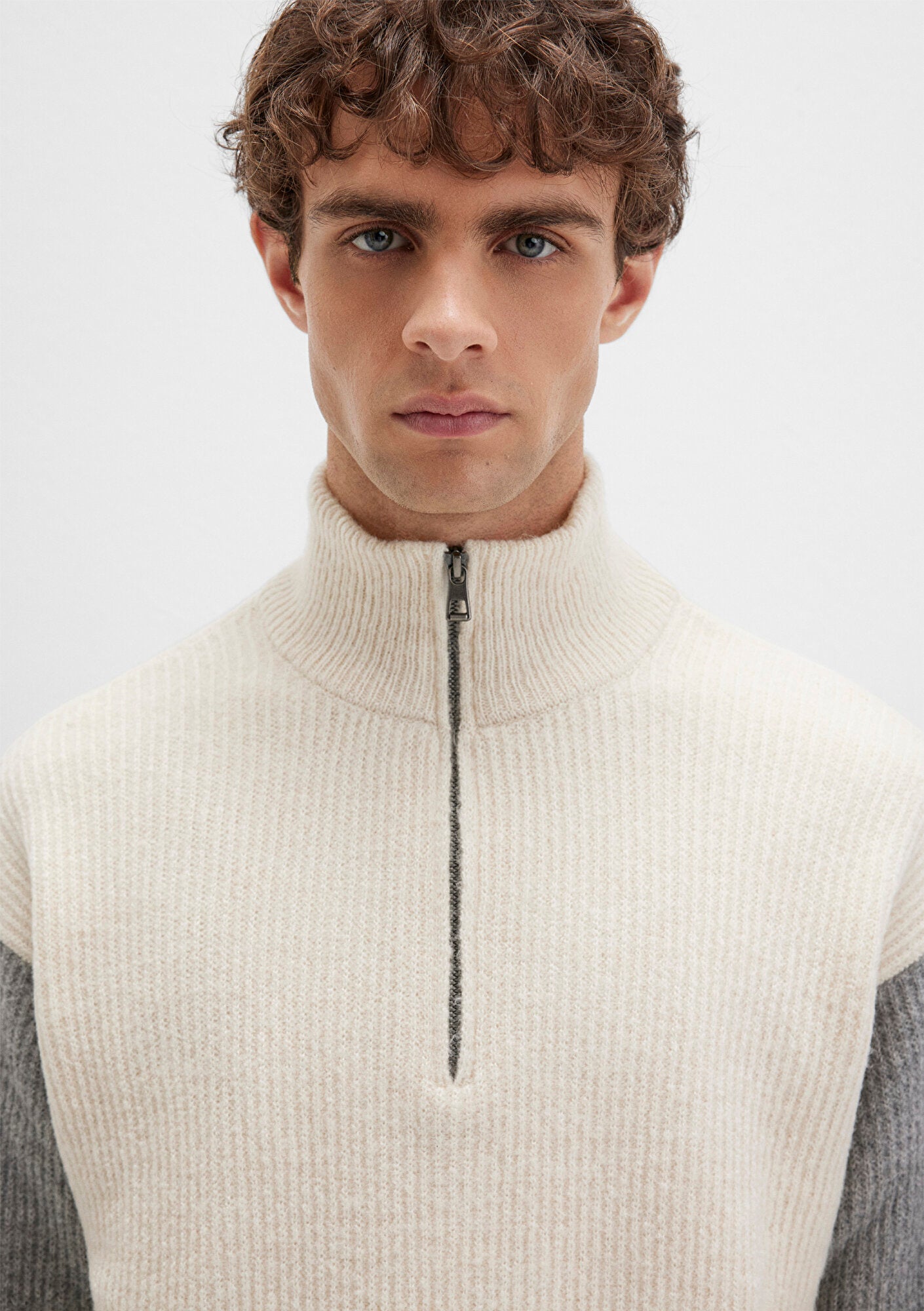 Half Zip White Sweater