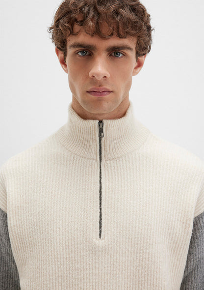 Half Zip White Sweater