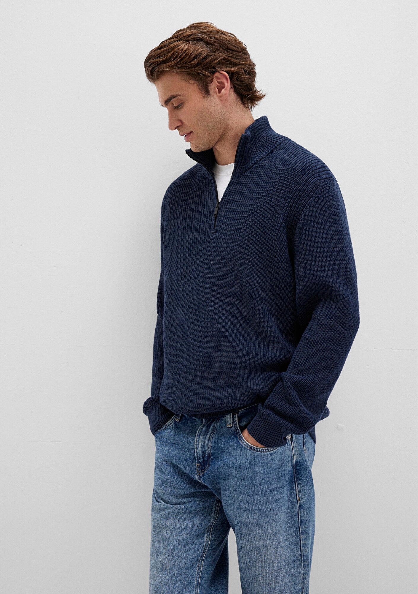 Half Zip Navy Sweater
