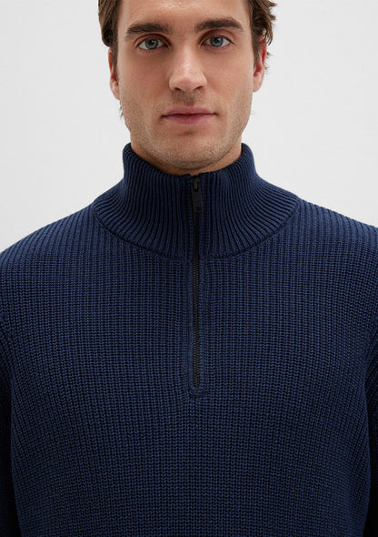 Half Zip Navy Sweater