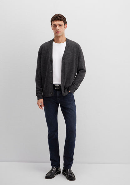 Wool Mix Anthracite Cardigan