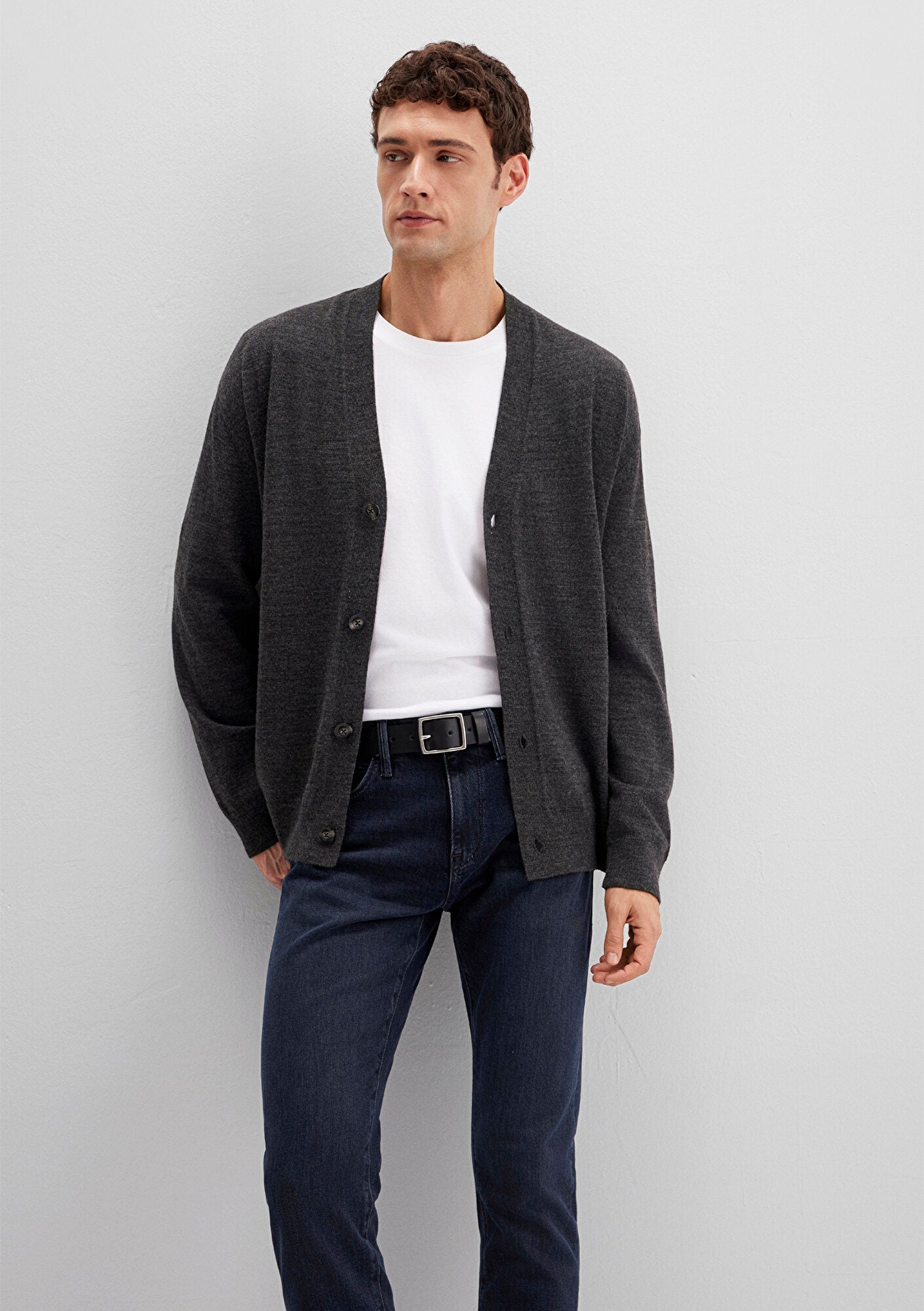 Wool Mix Anthracite Cardigan