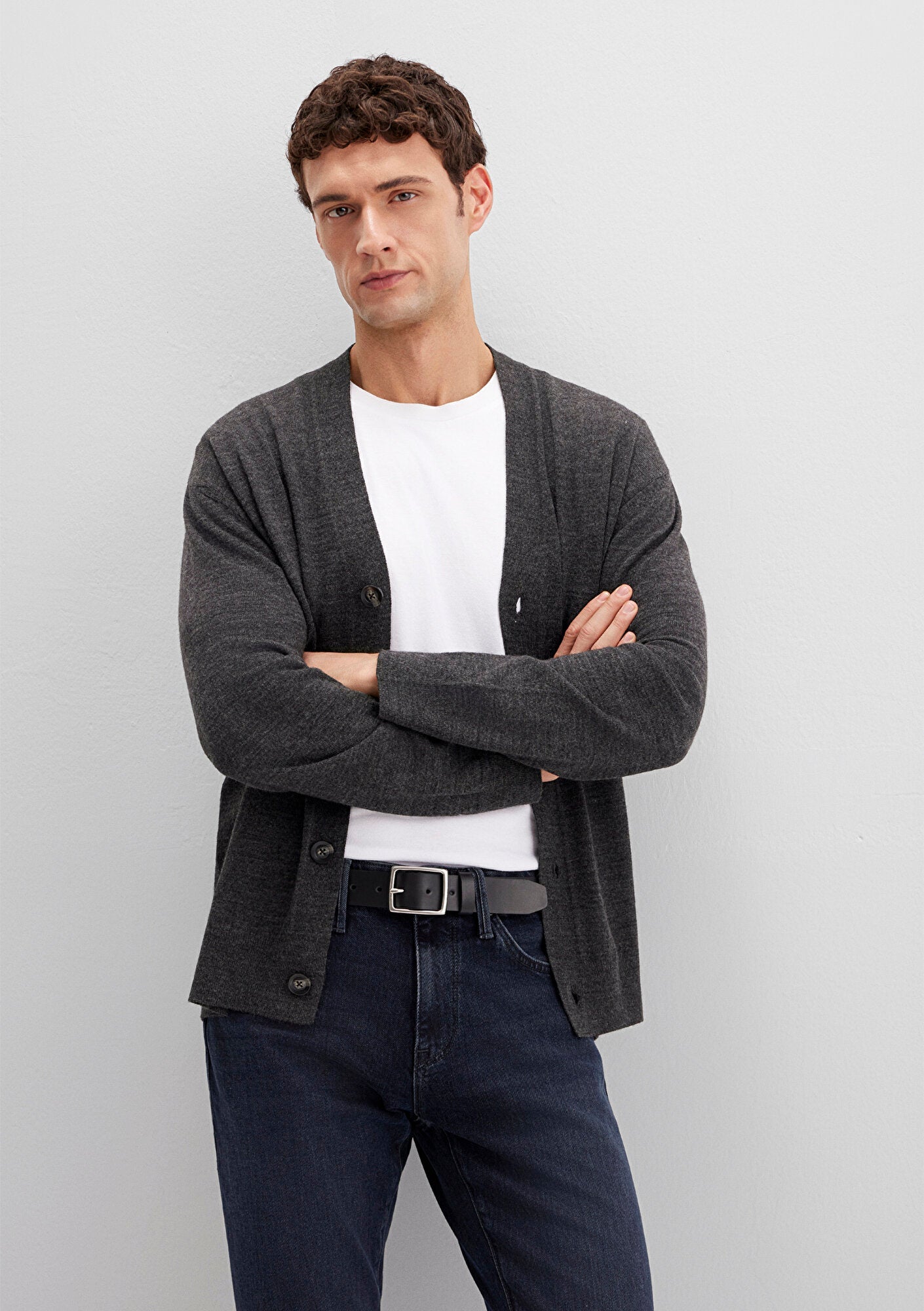 Wool Mix Anthracite Cardigan