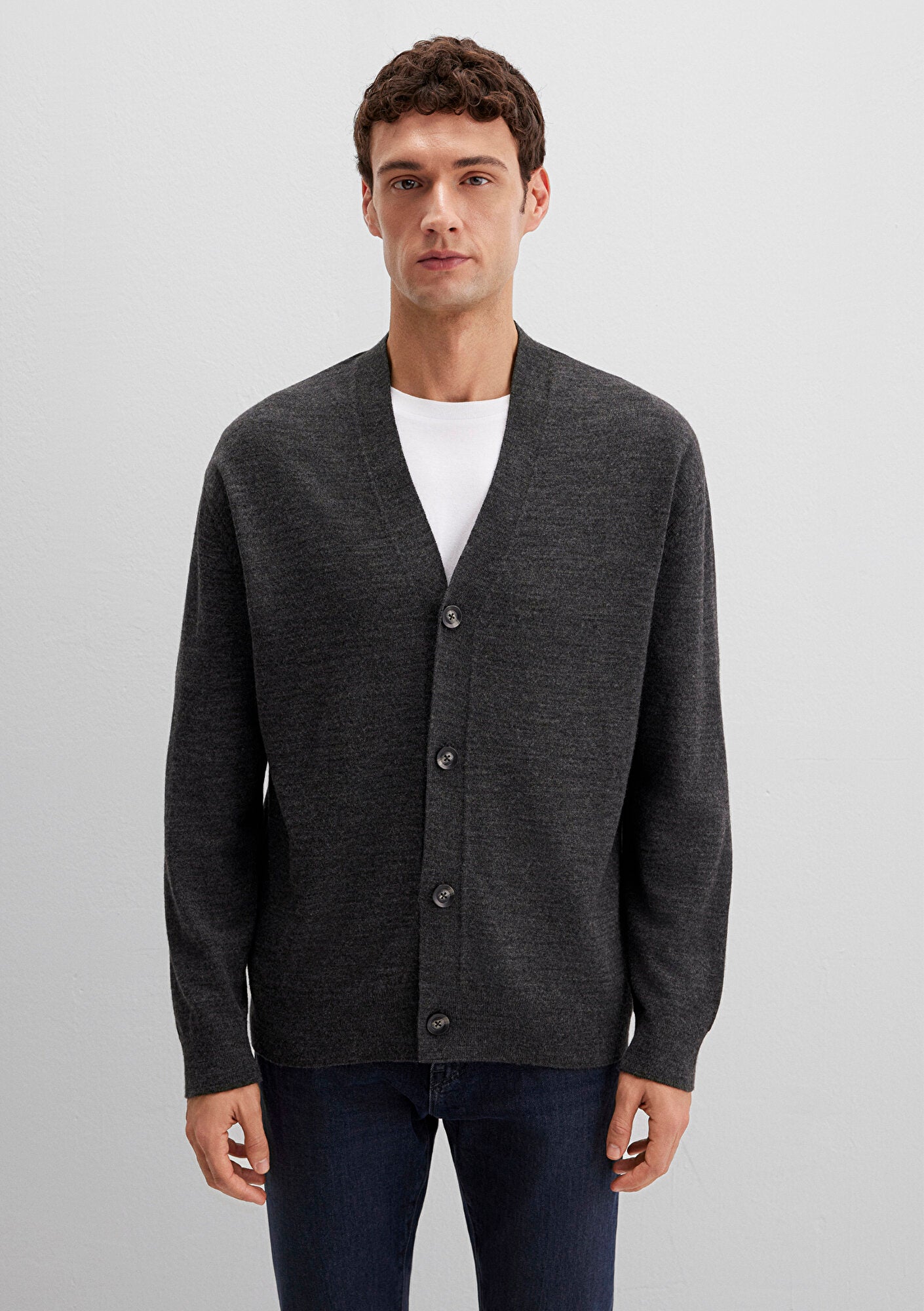 Wool Mix Anthracite Cardigan