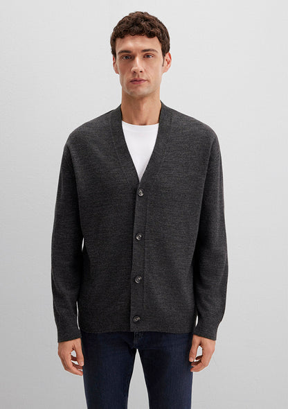 Wool Mix Anthracite Cardigan