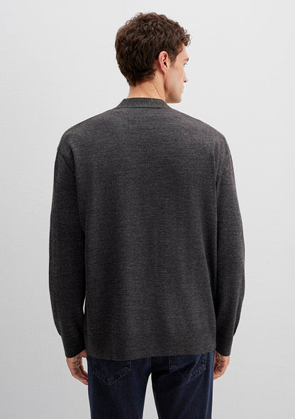 Wool Mix Anthracite Cardigan