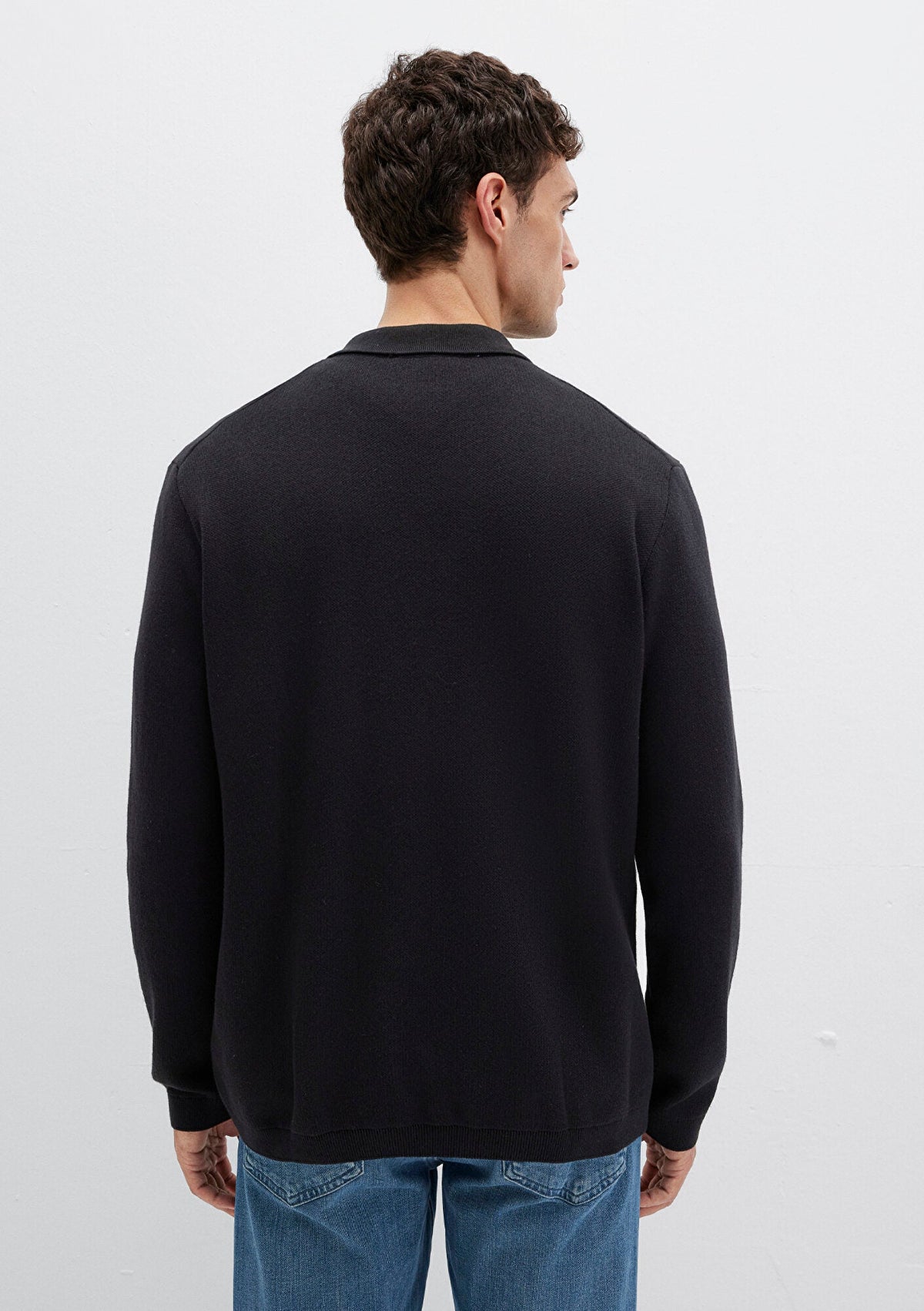 Zipper Black Knit Polo