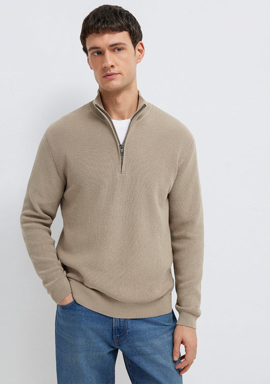 Half Zip Brown Sweater