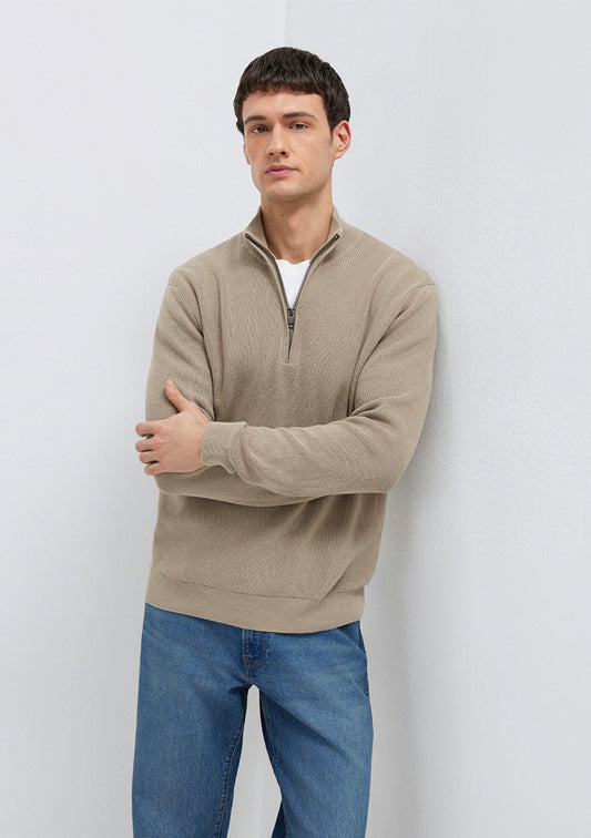 Half Zip Brown Sweater