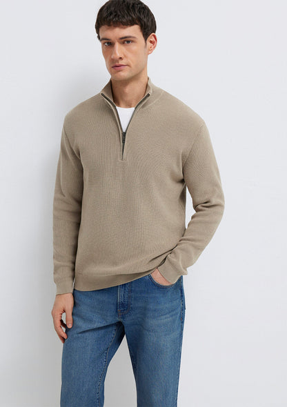 Half Zip Brown Sweater