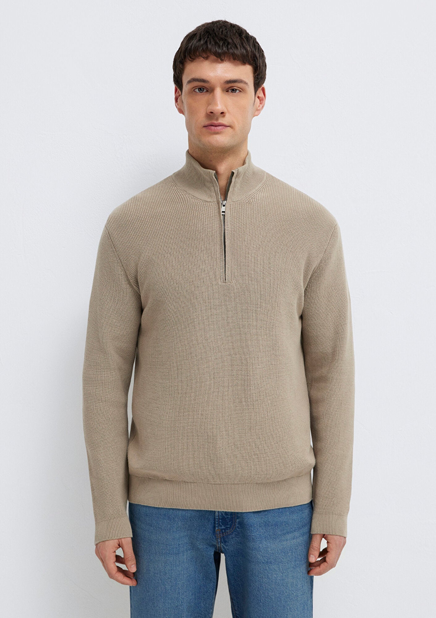Half Zip Brown Sweater