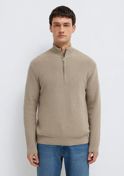 Half Zip Brown Sweater