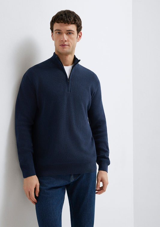 Half Zip Navy Sweater