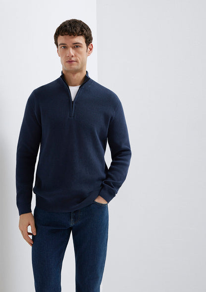 Half Zip Navy Sweater