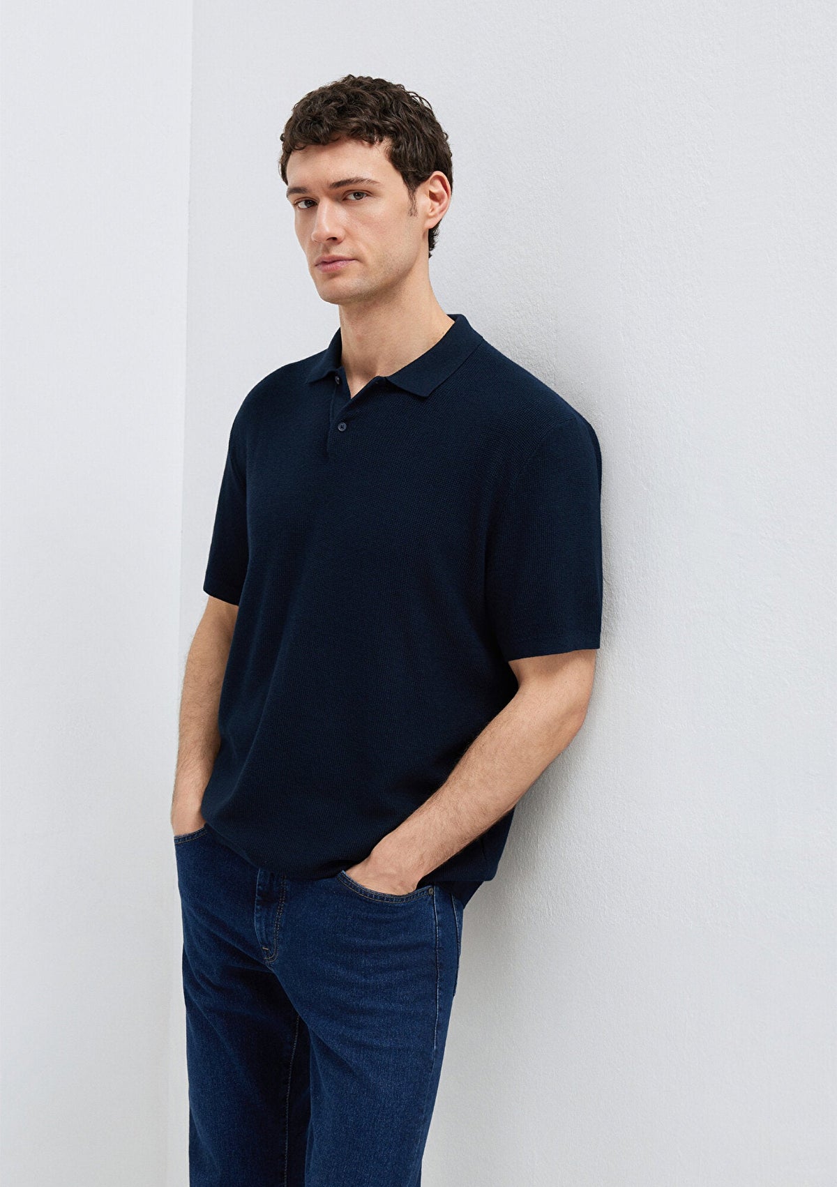 Navy Knit Polo