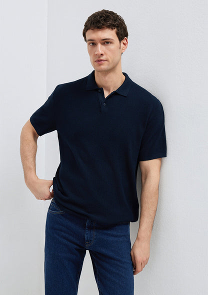 Navy Knit Polo