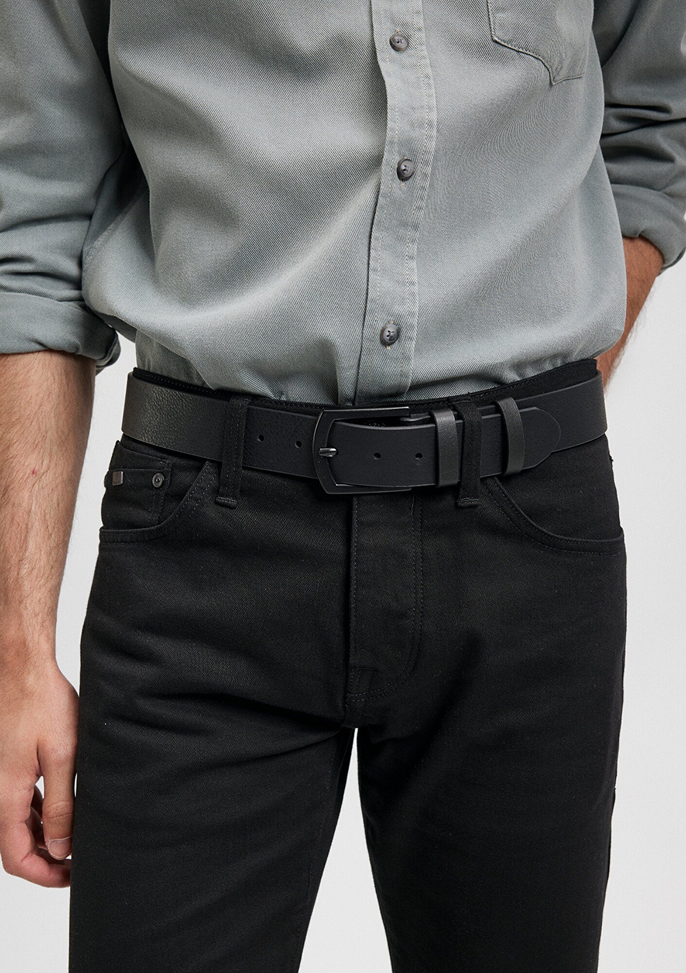Black Faux Leather Belt