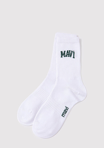 Mavi Logo Printed White Socket Socks