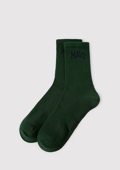 Mavi Logo Printed Green Socket Socks