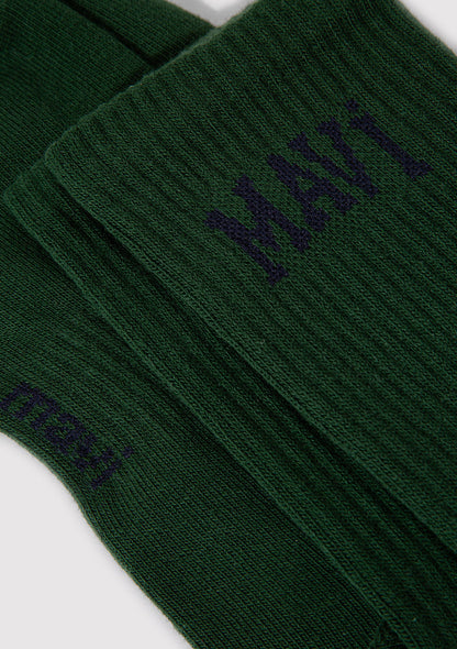 Mavi Logo Printed Green Socket Socks