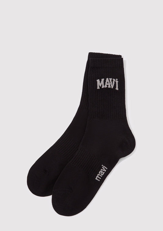 Mavi Logo Printed Black Socket Socks