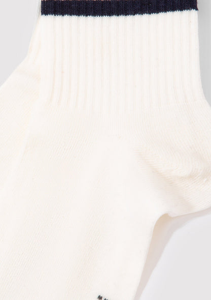 Striped Detailed Ecru Socket Socks