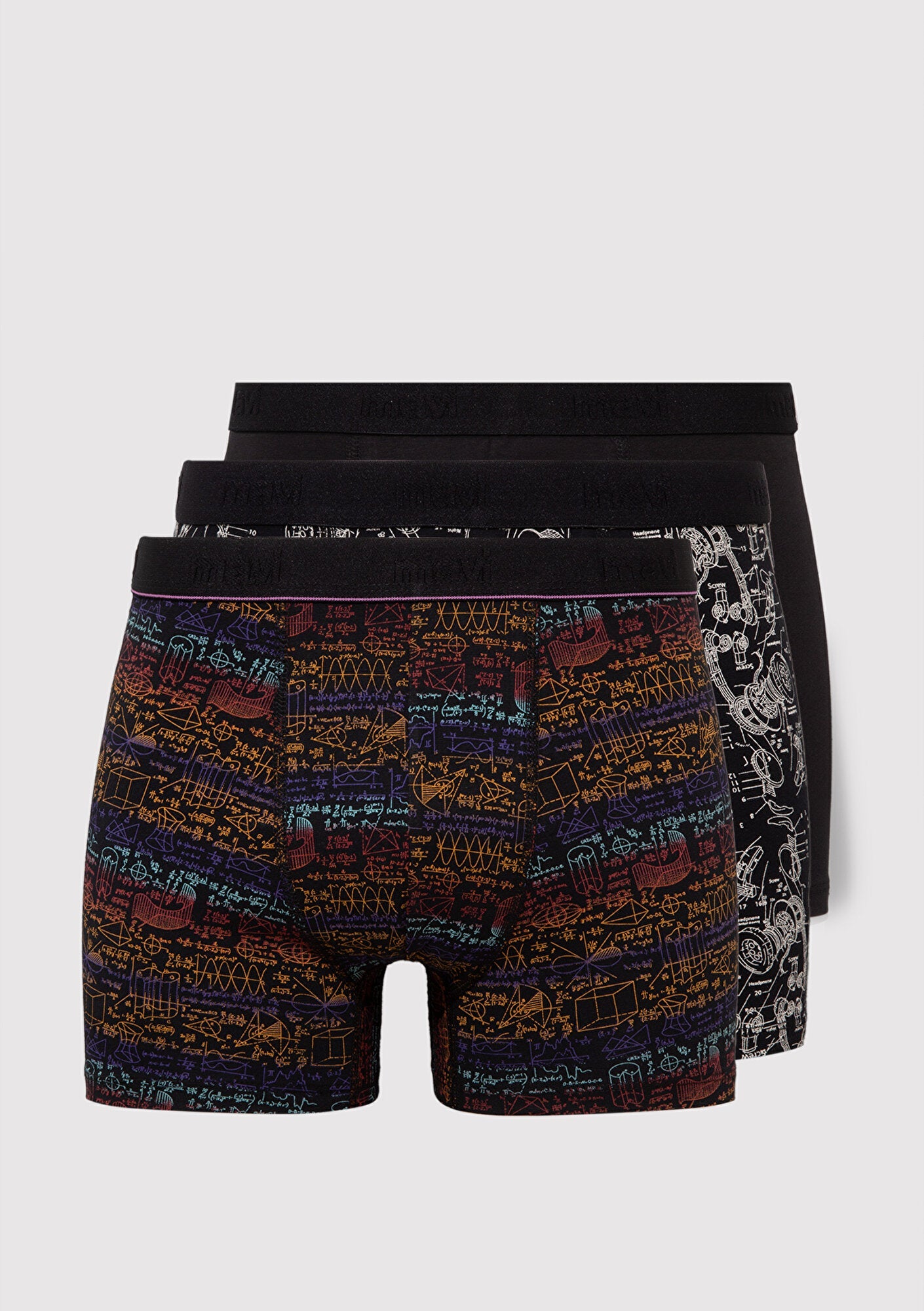 Triple Pack Printed Black Boxers Set