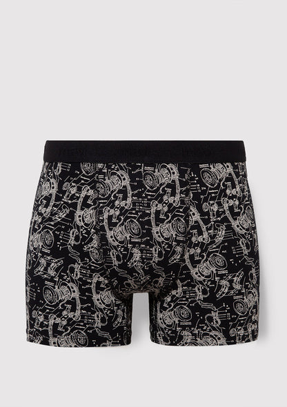 Triple Pack Printed Black Boxers Set