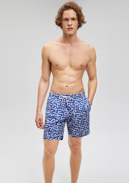 Printed Blue Swimshorts