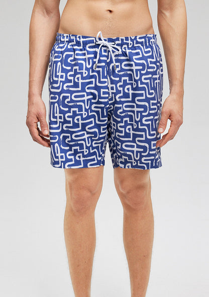 Printed Blue Swimshorts