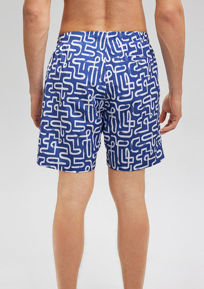 Printed Blue Swimshorts