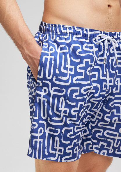 Printed Blue Swimshorts