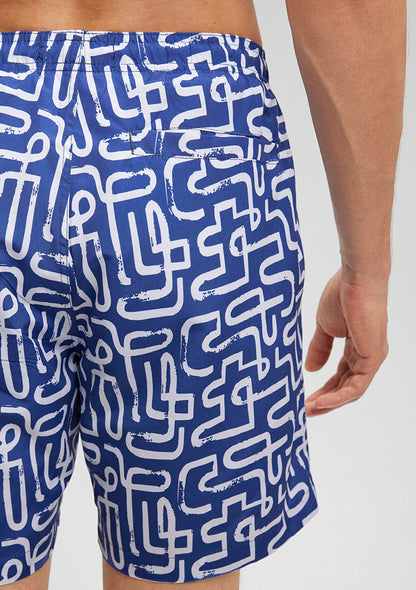 Printed Blue Swimshorts