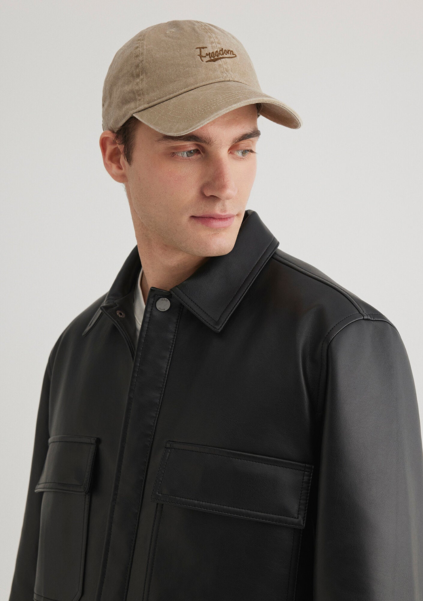 Embroidered Beige Cap