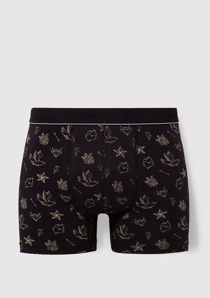 Printed Black Boxers