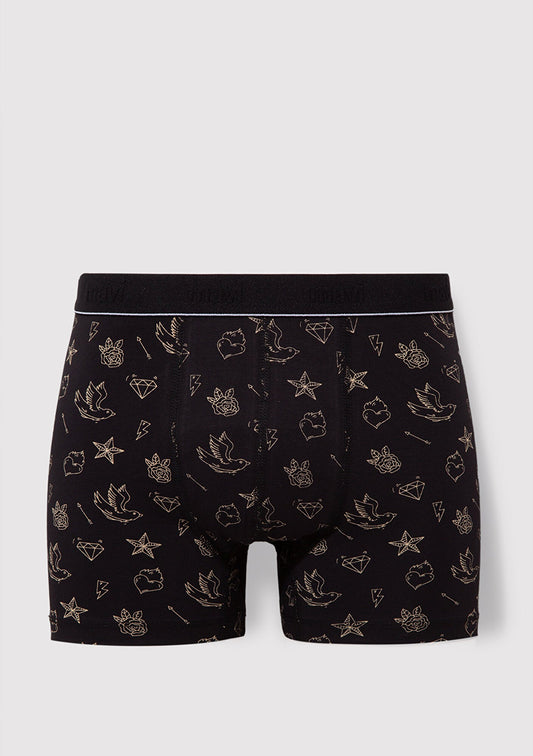 Printed Black Boxers