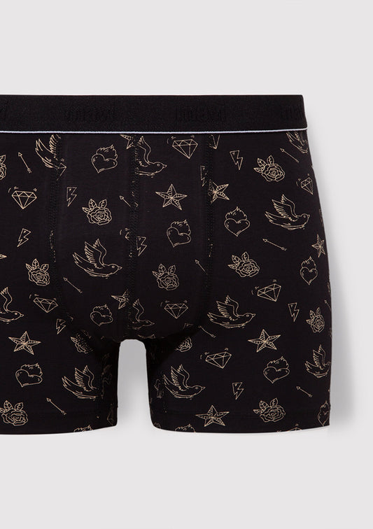 Printed Black Boxers