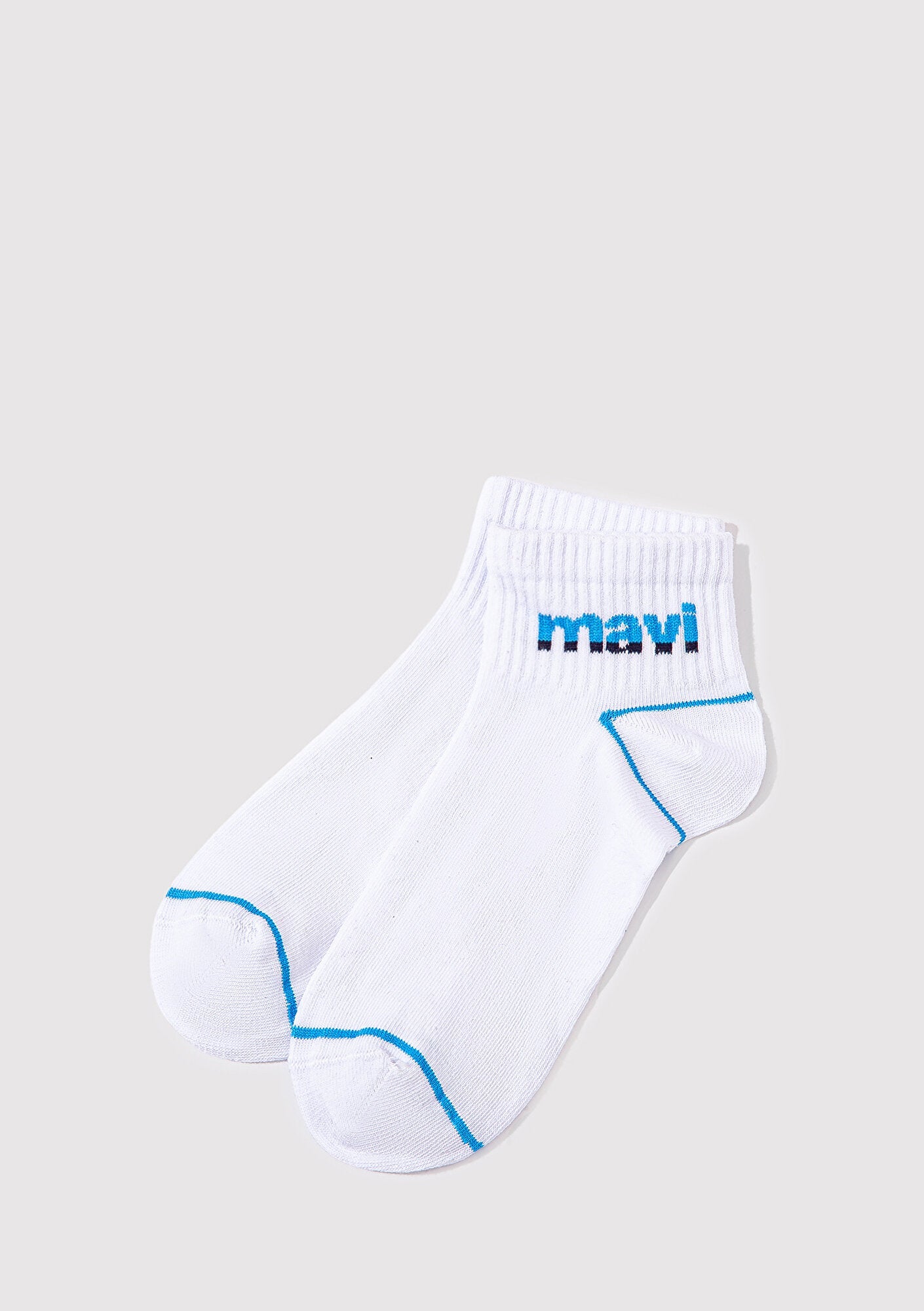Mavi Logo White Ankle Socks