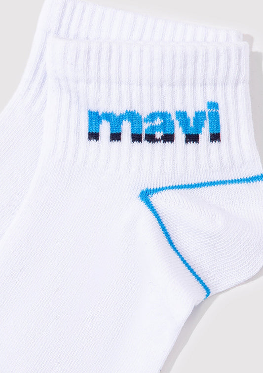 Mavi Logo White Ankle Socks
