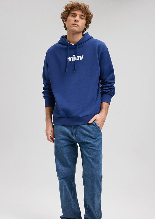 Mavi Logo Printed Hooded Blue Sweatshirt