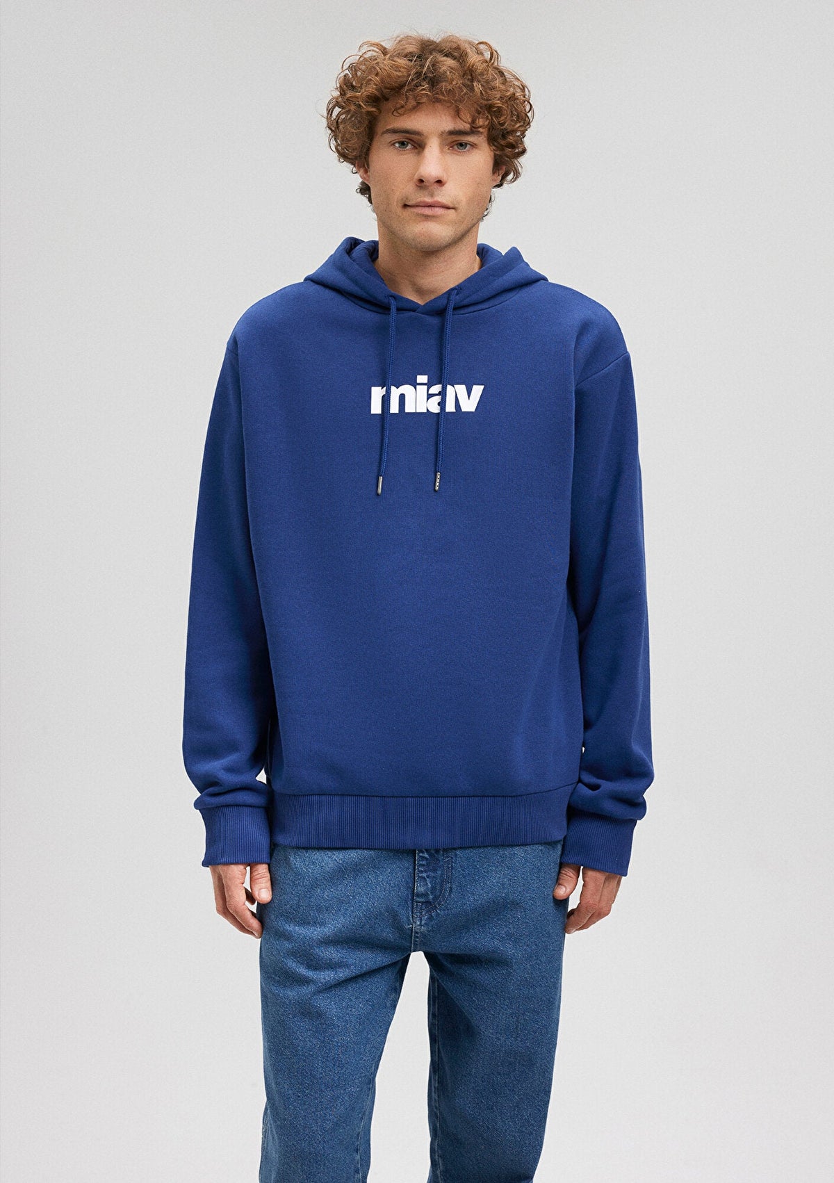 Mavi Logo Printed Hooded Blue Sweatshirt