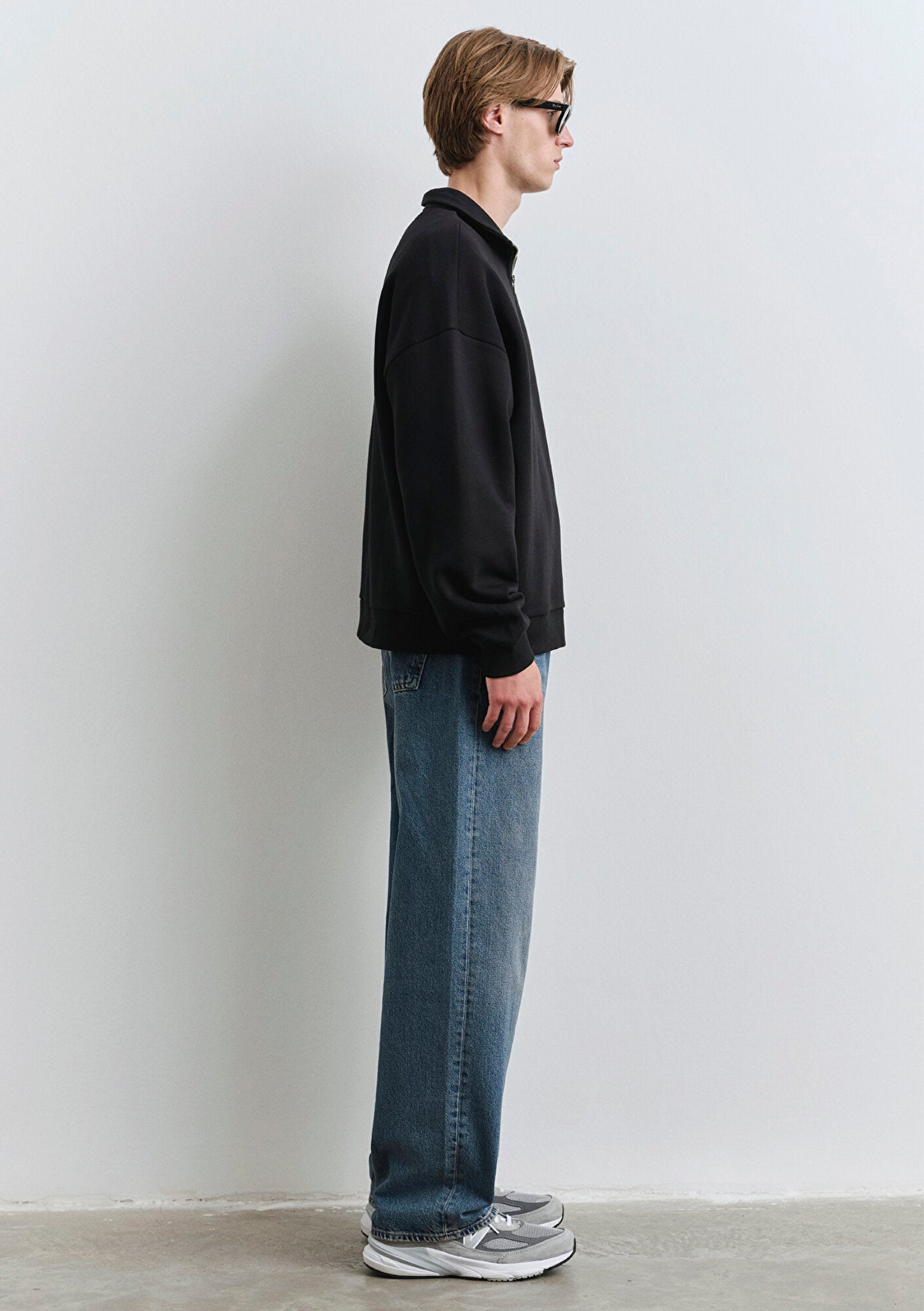 Mavi Logo Printed Half Zip Black Sweatshirt