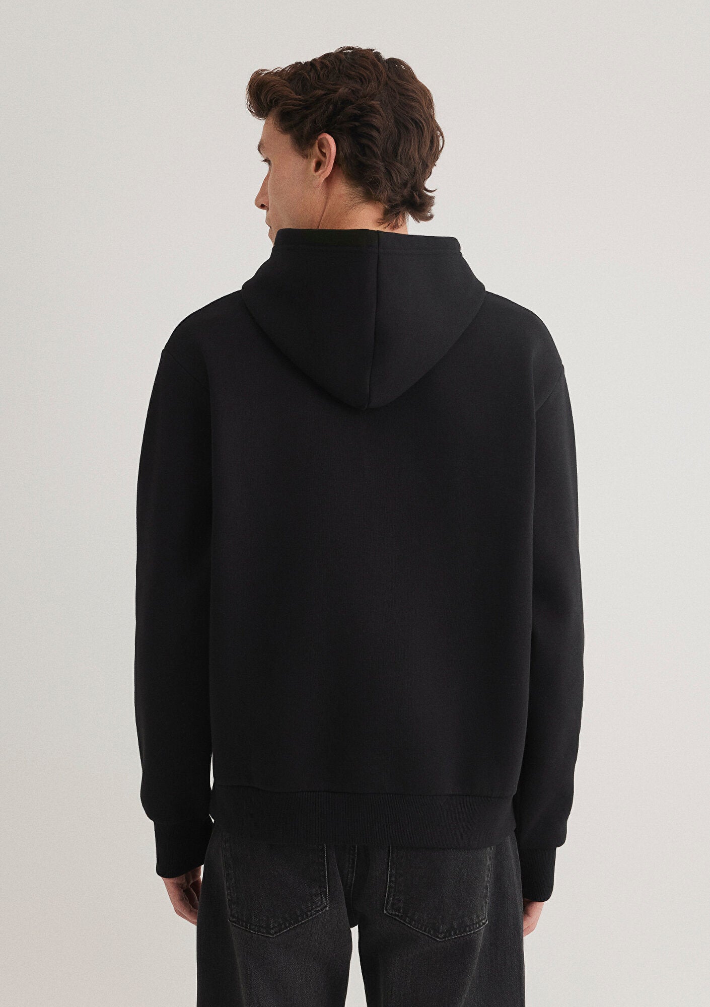 Hooded Black Basic Sweatshirt