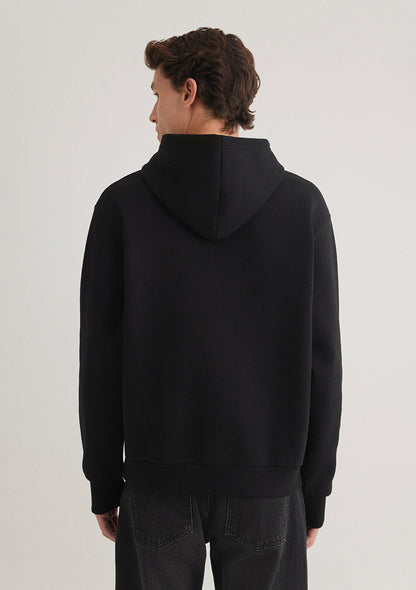 Hooded Black Basic Sweatshirt