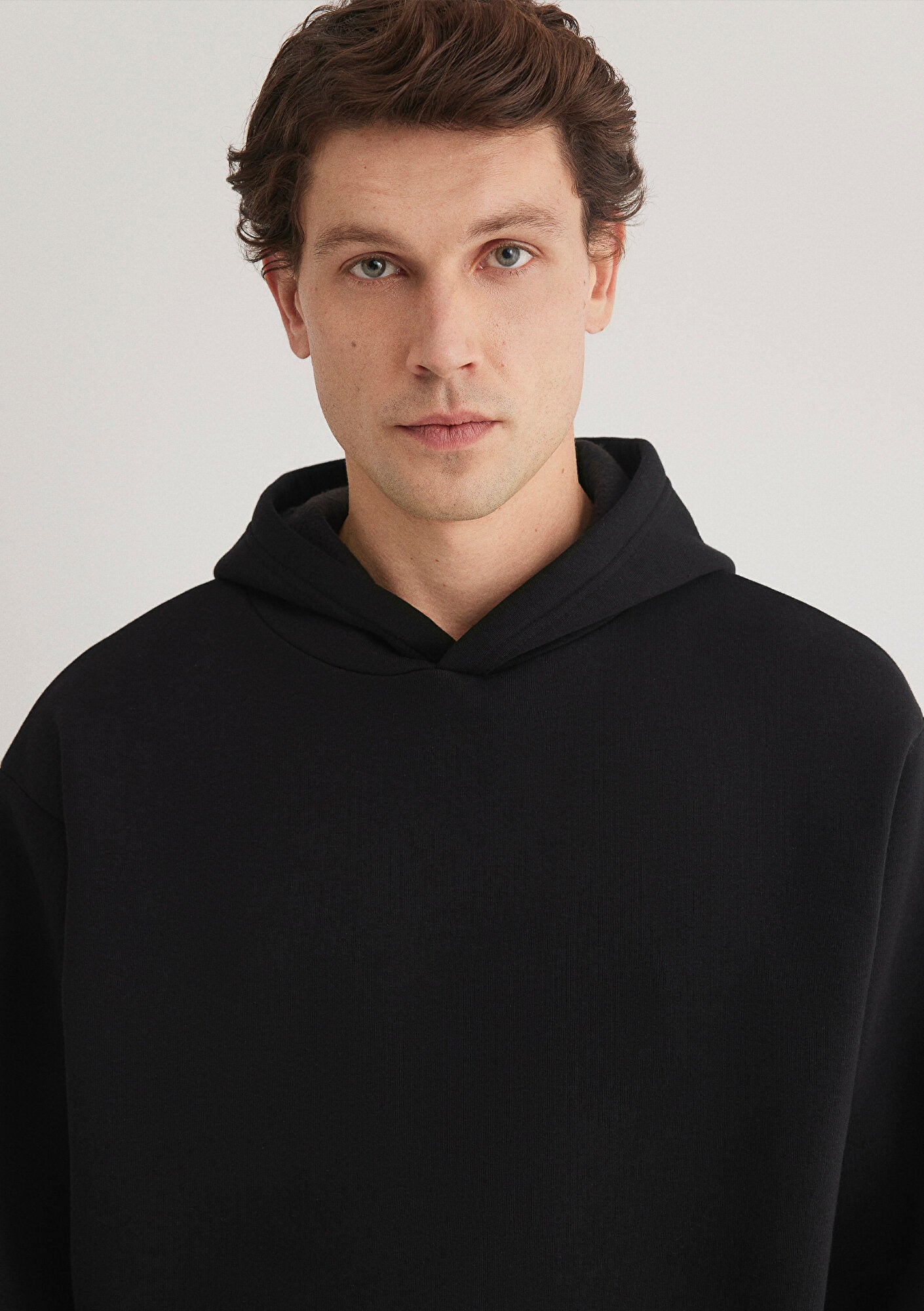 Hooded Black Basic Sweatshirt