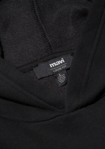 Hooded Black Basic Sweatshirt