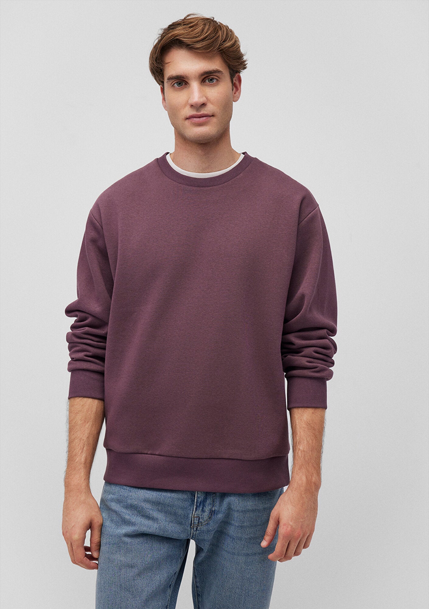 Crew Neck Brown Basic Sweatshirt