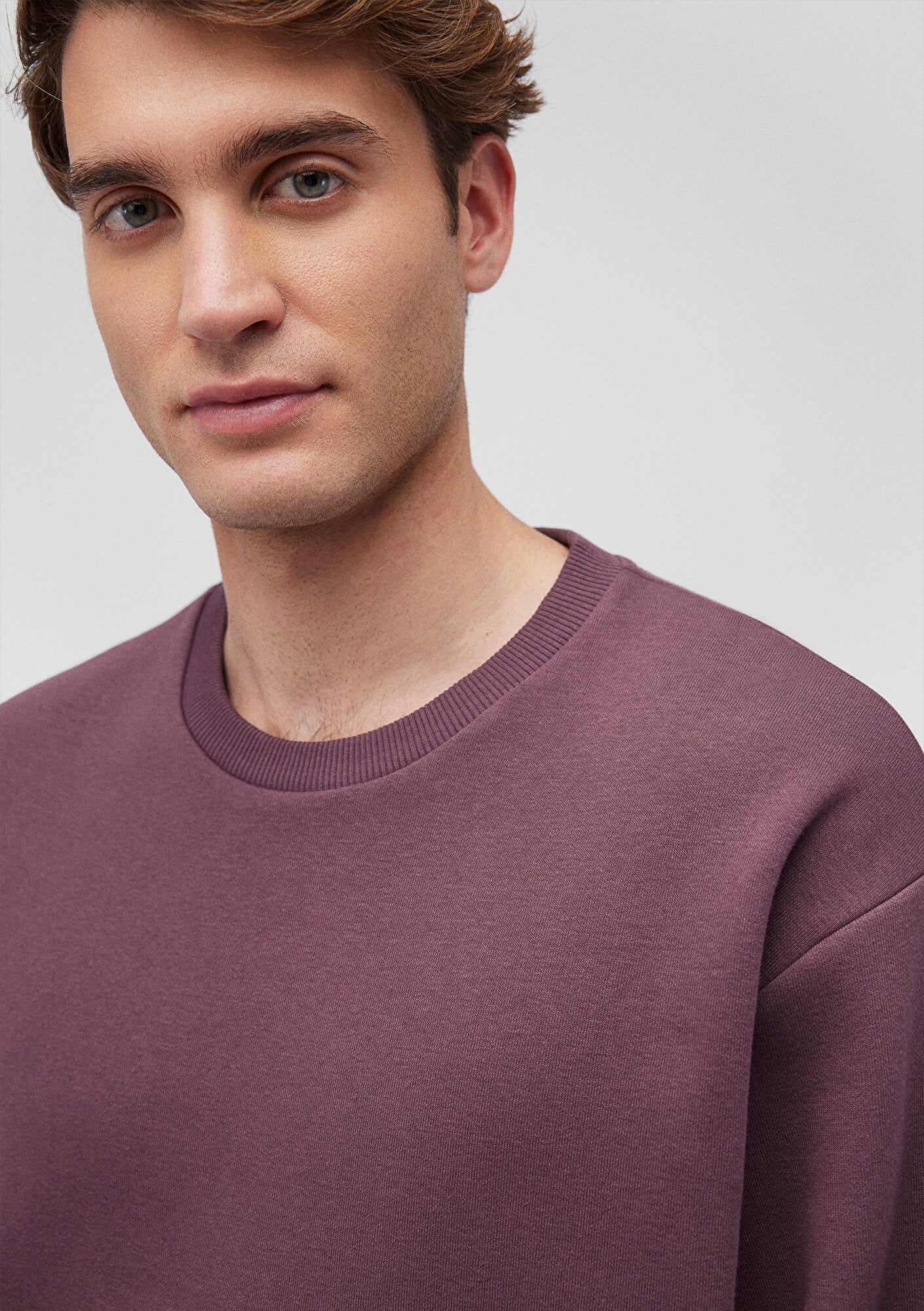 Crew Neck Brown Basic Sweatshirt