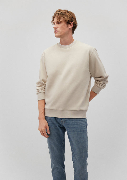 Crew Neck Beige Basic Sweatshirt